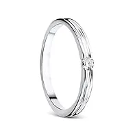 orovi bague pour femme - or blanc 9 carats - diamant - solitaire - bague de fiançailles - diamant brillant - 0,05 ct, doré, diamant
