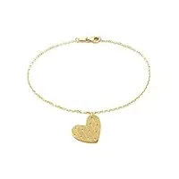 gioie preziose - bracelet avec cœur parfait pour cadeau en or jaune 18 carats. fabriqué à la main à vicence.