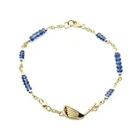 bracelet mixte en or jaune et blanc 18 carats avec saphir bleu et club de golf fait à la main. bijou unisexe hand made en italy