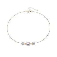 jyx pearl collier avec pendentif en or 18 carats de qualité aaa - magnifique collier ras du cou de 10 à 12,5 mm