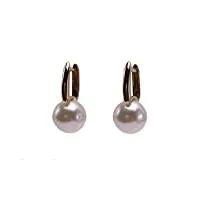 jyx boucles d'oreilles en or 18 carats avec perles d'akoya rondes et naturelles blanc 8,5 mm