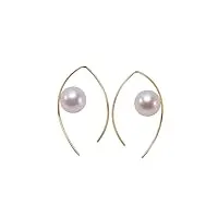jyx boucles d'oreilles en perles blanches avec or 18 carats – 8,5 mm perle d'akoya de haute qualité