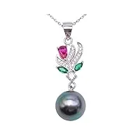 jyx aaa+ perle tahiti 10mm paon vert ronde collier de perles de culture de tahiti 18 "- avec collier pour la fête des mères