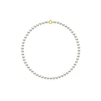 pearls & colors - collier véritables perles de culture rondes akoya - origine japon certifiée - 6,5-7 mm - qualite aa+ - blanc rosé - anneau marin or jaune 18 carats - longueur 42 cm