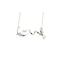 jyx design unique rond blanc naturel perle d'akoya – collier pendentif – certains – perle de 9 mm avec or 18 k chaîne (45,7 cm)