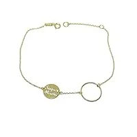 never say never bracelet en or jaune 18 carats avec motif karma et cercle super maman. 18,5 cm, or jaune
