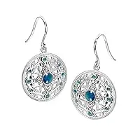 materia #so-339 boucles d'oreilles pendantes pour femme en argent 925 avec émail turquoise et zircone cubique