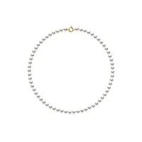 pearls & colors - collier véritables perles de culture rondes akoya - origine japon certifiée - 7-7,5 mm - qualite aa+ - blanc rosé - anneau marin prestige or jaune 18 carats - longueur 45 cm