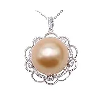 jyx fine collier avec pendentif en or blanc 14k - perle mer du sud ronde en or 14 mm 18"