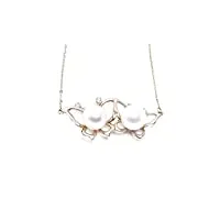 jyx or 14 k collier pendentif perle d'akoya – 8 mm rond blanc – perle de qualité aaa (45,7 cm)