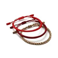 lucky buddhist - bracelets faits à la main bracelets porte-bonheur tibétains. pour femmes, hommes, adolescents. taille ajustable ! cadeau d'amitié. corde faite à la main. rouge, rouge foncé, multi or