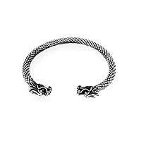 bracelet jonc ouvert treasurebay à design dragon, en argent sterling pour hommes
