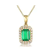 vintage diamant naturel Émeraude pendentif 14 k or jaune fine bijoux pour femme mariage
