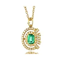 14 k or jaune bijoux vintage diamant naturel Émeraude pendentif pour femme mariage fiançailles
