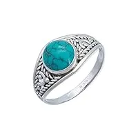 mantraroma bague argent 925 sterling turquoise anneau véritable argent femme (no.: mrg-116-15)