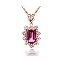 or rose 14 k pendentif de fiançailles vintage tourmaline rose diamant pour femme fête fine bijoux