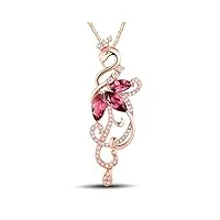 or rose massif 14 k pendentif tourmaline diamant pour femme mariage fiançailles cadeau