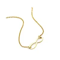 orovi bijoux femme, collier infini en or jaune 9 kt / 375 or chaîne 45 cm collier produit en italy