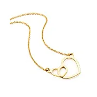 orovi bijoux femme, collier coeur en or jaune 9 kt / 375 or chaîne 45 cm collier produit en italy