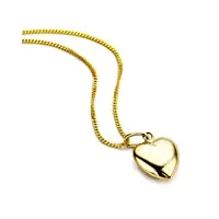 orovi bijoux femme, collier coeur en or jaune 9 kt / 375 or chaîne 45 cm
