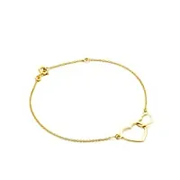 orovi bijoux femme, bracelet coeur avec chaîne en or jaune 9 kt / 375 or 18 cm bracelet produit en italy