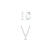 diamore-boucles d'oreilles-femme argent 925 -diamant-blanc-0.04 ct. 0306313016 + diamore - collier - femme - argent - 925/1000 - diamant - 0,03 carat - argenté - longueur 45 cm - 0105560213_45