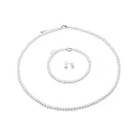 jyx -collier de perles blanches ensembles de bijoux en perles - petite taille 4,5-5,5 mm blanc collier de perles et 925 boucles d'oreilles en argent sterling - avec chaîne réglable