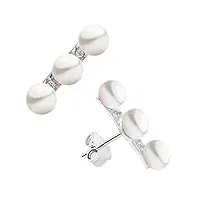 boucles d'oreilles femme perles d'eau douce cultivées 4-5 mm button secret & you - boucles d'oreilles en argent sterling 925 rhodié avec de gros écrous.