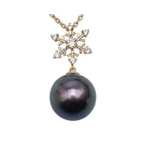 jyx aaa+ perles tahiti pendentif perle de tahiti en forme de paon vert irisé de 11.5mm en or 14k 18 "