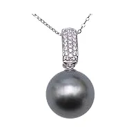 jyx aaa perle tahiti collier pearls pendentif en perle de tahiti grise de 10,5-11,5 mm en or 14 carats collier perles bijoux femme