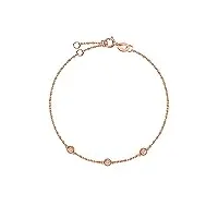 bracelet avec pendentif diamant naturel en or 750 18 carats, charm cadeau bijoux pour femmes filles - longueur du bracelet : 17 + 3 cm