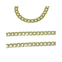 chaîne en or jaune 18 carats pour homme, type gourmette de 60 cm de long et 3 mm de large