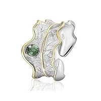 lotus fun cadeaux pour noël s925 anneaux en argent sterling naturel réglable feuille anneau À la main unique bijoux de mode cadeau pour femmes et filles