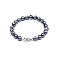 jyx bracelet de perles d'eau douce rondes aaa pour femme bleu 8–8,5 mm 19 cm