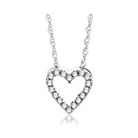 orovi bijoux femme, collier coeur en or blanc avec diamants 0.087 ct coupé brillant 18 kt /750 or chaîne 45 cm