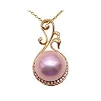 jyx 14k or perles de culture collier bijoux 12.5mm riz violet edison pendentif collier 18 "