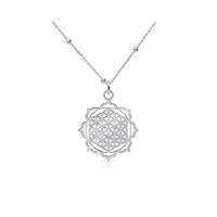wanda plata collier fleur de vie pour femme, pendentif avec chaîne en argent sterling 925 pour femme, symbole de l'energie, dans boîte cadeau (45)
