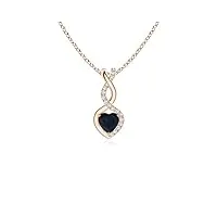 angara sapphire infinity heart pendentif avec diamants en or rose 14 carats (saphir bleu 4 mm)