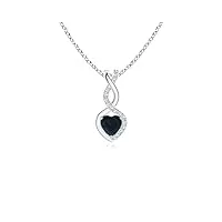 angara sapphire infinity heart pendentif avec des diamants en argent (saphir bleu 4 mm)