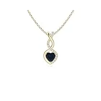 angara sapphire infinity heart pendentif avec diamants en or jaune 14 carats (saphir bleu 4 mm)