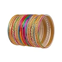 touchstone superbe bracelet jonc arc-en-ciel collection bracelets colorés en bollywood indien pour femme 2.75 lot de 2 multicolor -2