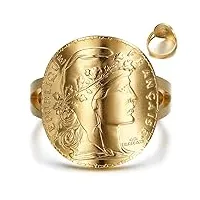 bobijoo jewelry - bague marianne cintrée napoléon chevalière femme acier inoxydable plaqué doré or - 63 (10 us)