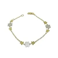never say never bracelet en or blanc et or jaune 18 carats avec motif papillons et fleurs. 18,00 cm, or jaune