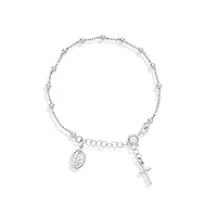 miabella bracelet à maillons en forme de chapelet avec perles italiennes en argent sterling 925 pour femmes adolescentes, réglable entre 6-7 ou 7-8 pouces fabriqué en italie (7 "à 8")