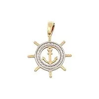 minoplata pendentif en forme de gouvernail avec ancre en or 18 carats. un bijou marin idéal pour les hommes et les femmes qui aiment la mer.
