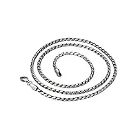 collier chaîne maille corde en argent sterling 925 vintage pour hommes femmes 2.5mm 18 pouces