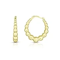galaxy fashion jewellery boucles d'oreilles créoles avec fermoir à charnière finition or jaune 14 carats 5 x 27 mm, métal