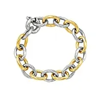 bracelet à maillons ovales en or jaune et argent sterling, 19,7 cm