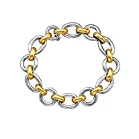 or jaune 18 k et bracelet à maillons ovales en argent sterling, 19,1 cm
