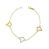 bracelet papillon 3 ors en or jaune 375/1000